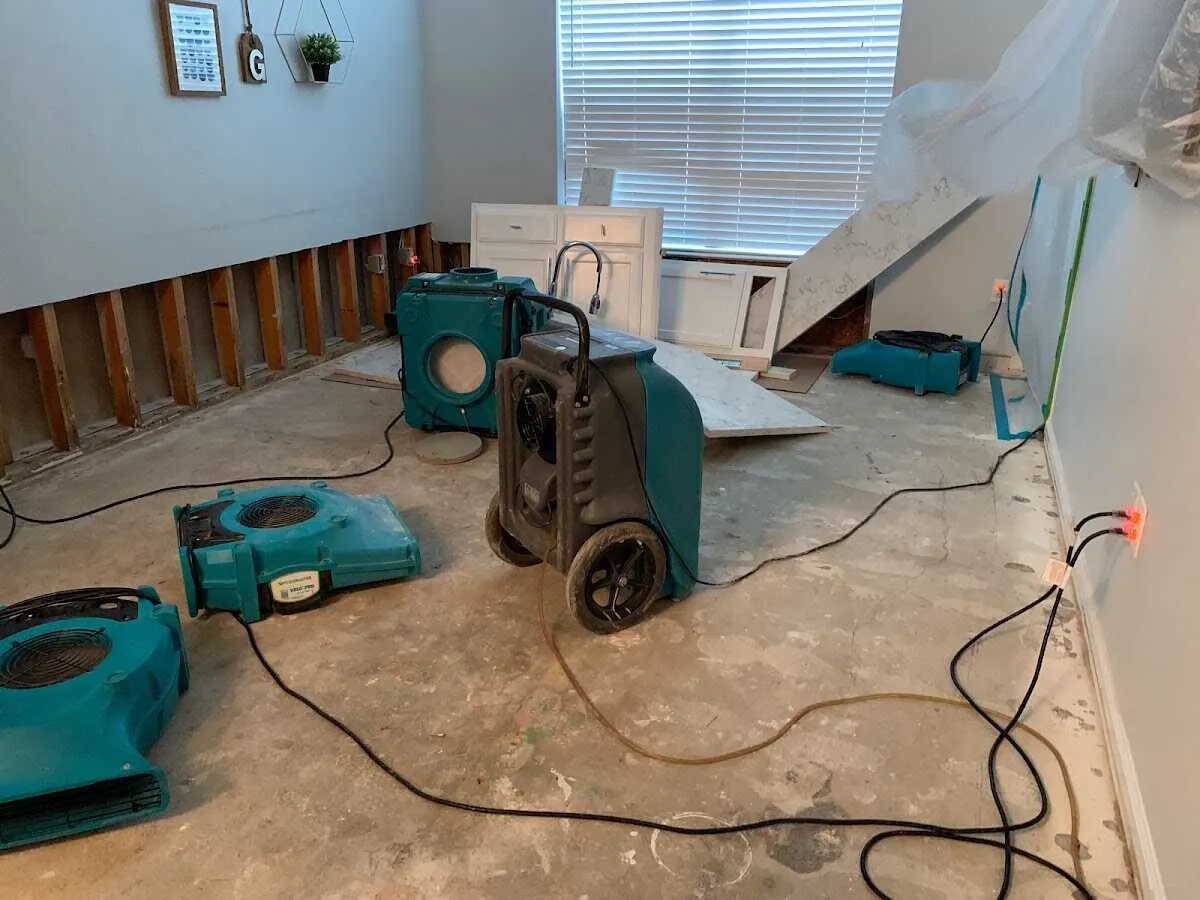 Dehumidifier in flood-cut room for Water Damage Restoration in North Fort Myers
